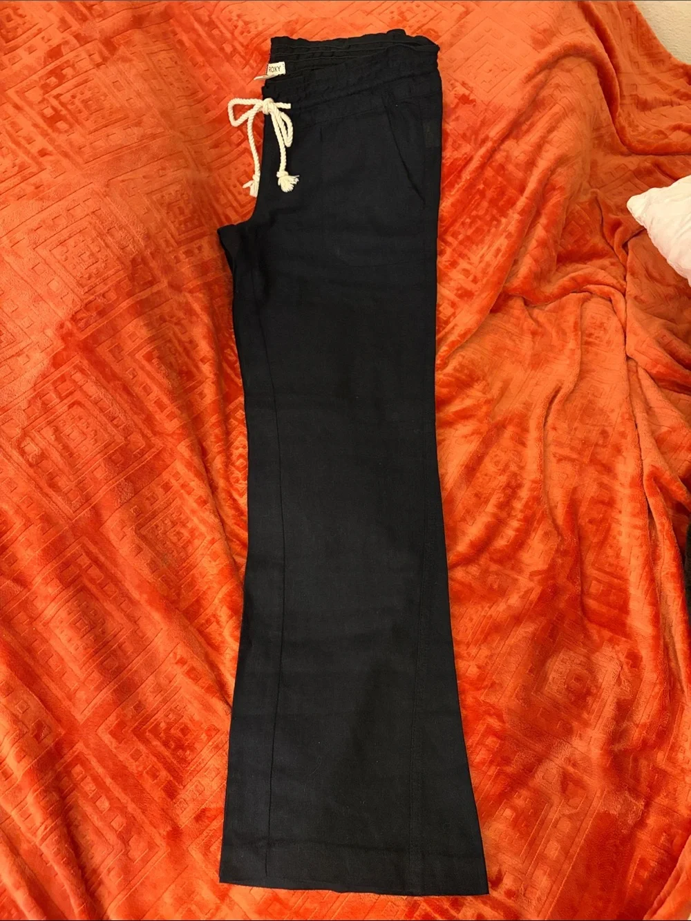 Roxy Black Drawstring Linen Pant - Picture 3 of 6